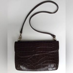 & OTHER STORIES Quiet Luxury Asymmetric Flap Croc Shoulder Bag Leather Crossbody